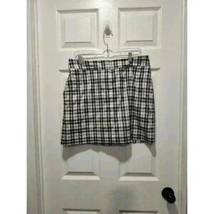 IZOD-GOLF Womens Skort‎ White Blue Plaid stretch Size 8 Pickleball Tennis Skirt